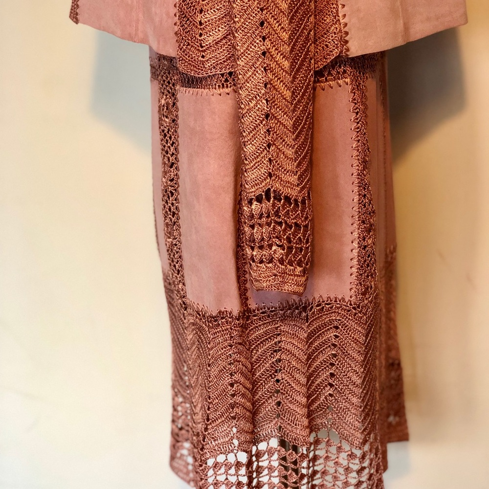 SOLD Danier Dusty Rose Crochet/Suede Halter Dress - Picture 7 of 8